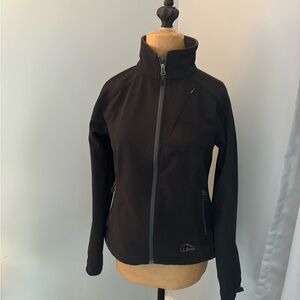 L.L. Bean Black Ski Jacket with High Collar and Fleece Material